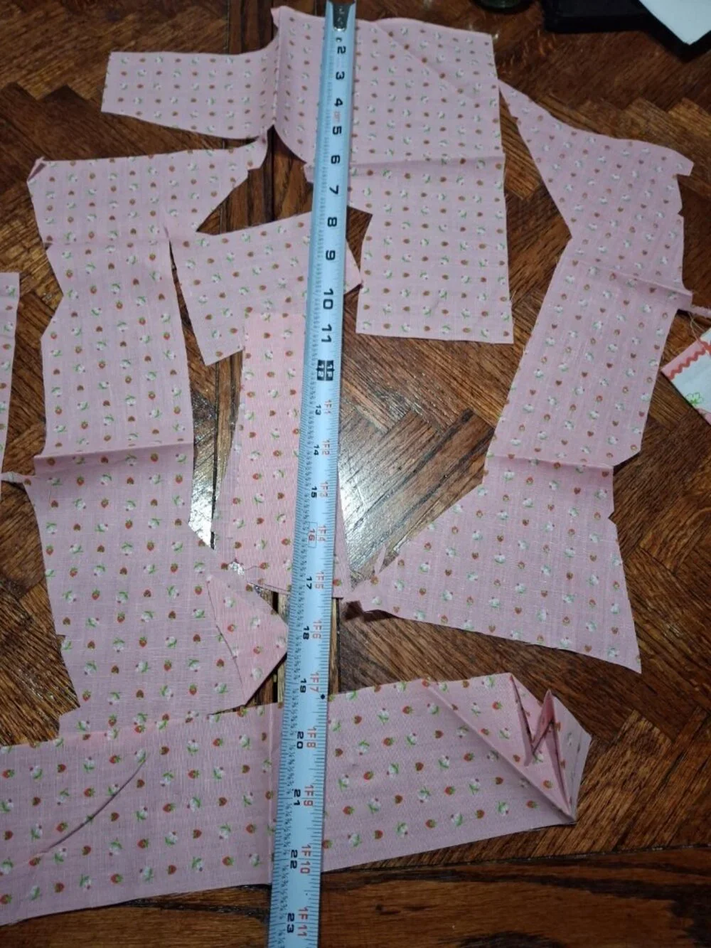 Vtg Strawberry Shortcake Cotton Fabric -Scraps-Pink Yellow White -